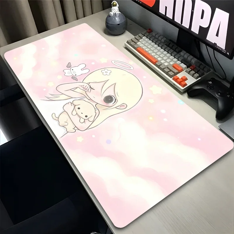 CIFBUY Cute Simple Cartoon Girl Large Mouse Pad HD Print Non‑Slip Extended Desktop Keyboard Mat for Gaming Office