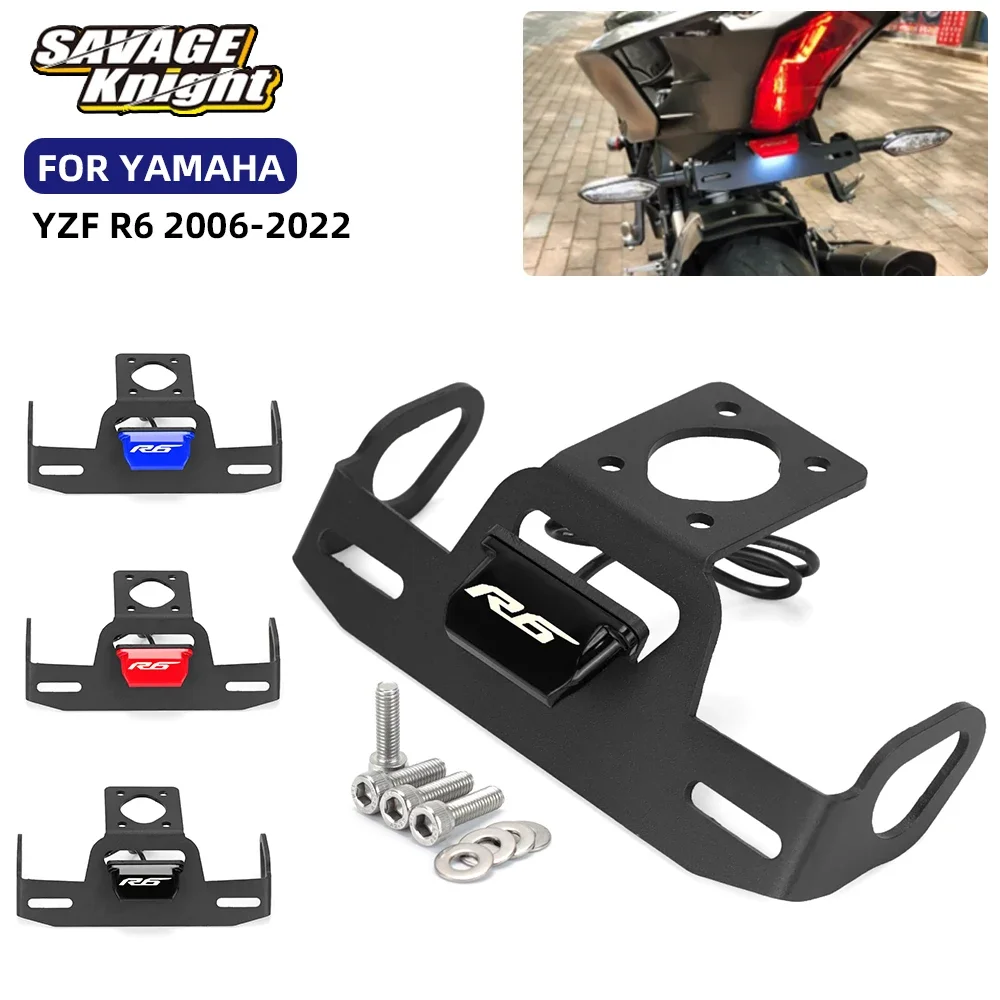 

Motorcycle License Plate Bracket Holder LED Light For YAMAHA YZF R6 YZF-R6 YZFR6 2006-2022 Fender Eliminator Support Kit R6 YZF