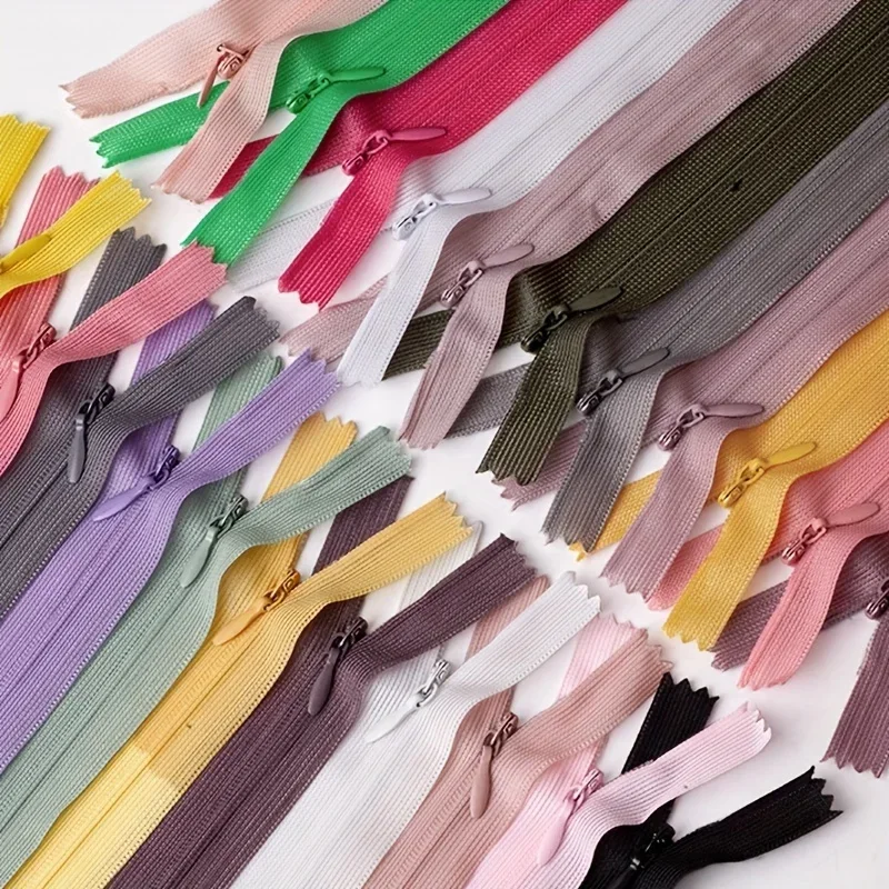 5 Stück Mehrfarbig 3 # 18–60 cm unsichtbarer Reißverschluss, Nylon-Reißverschluss, geeignet für Gepäck, Stofftaschen, Schuhe und Hüte, Reißverschluss, versteckter Reißverschluss