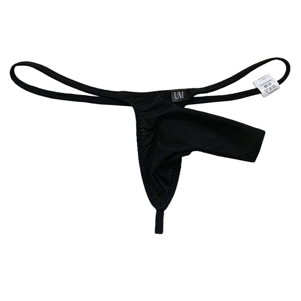 Men Briefs Men Underpants Ice Silk Low Waist Nose Opening Sexy Sheer Thin Stretch T-Shaped Elephant Breathable