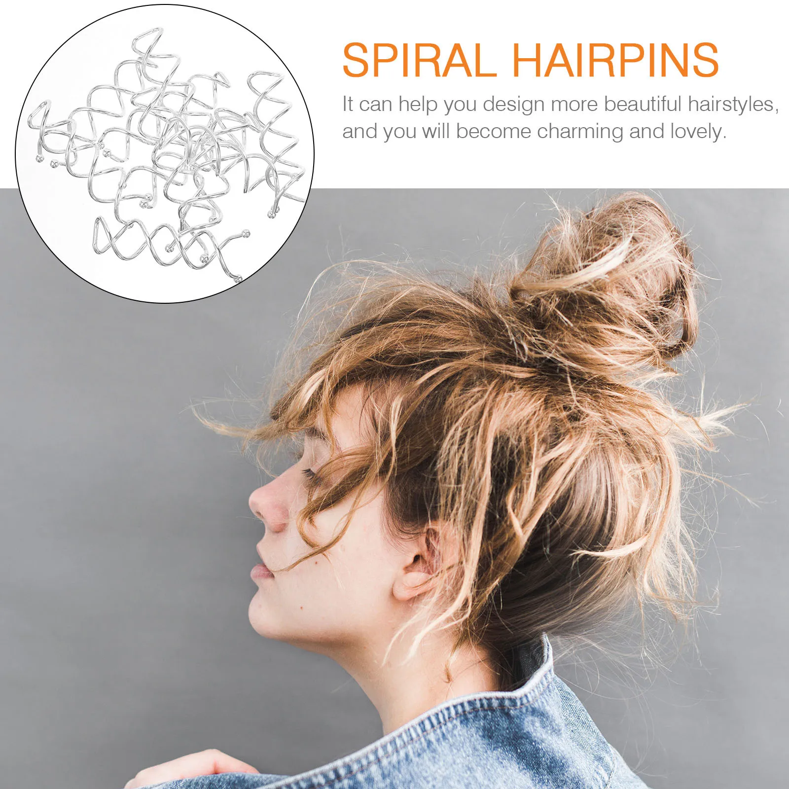 

20Pcs Spiral Hairpins Metal Hair Clips for Women Girls Flexible Long Hair Fast Easy Bun Hairstyling Wedding Bride Hairpin Silver