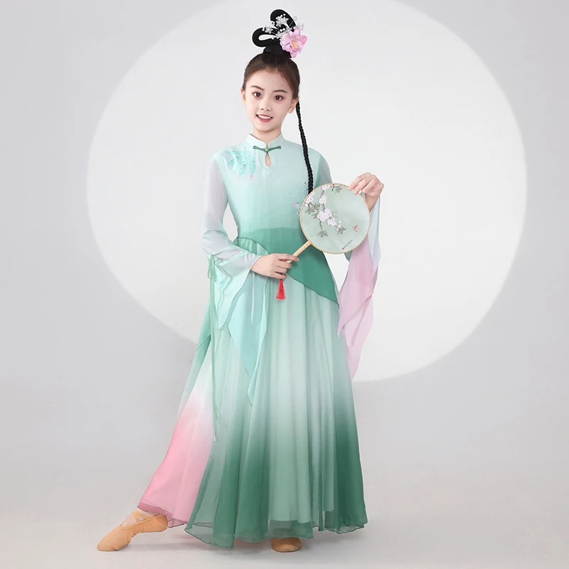 Kostium do tańca klasycznego dla dzieci Elegancka dziewczyna Chiński taniec Fan Grupa Kostium do tańca Singerdress