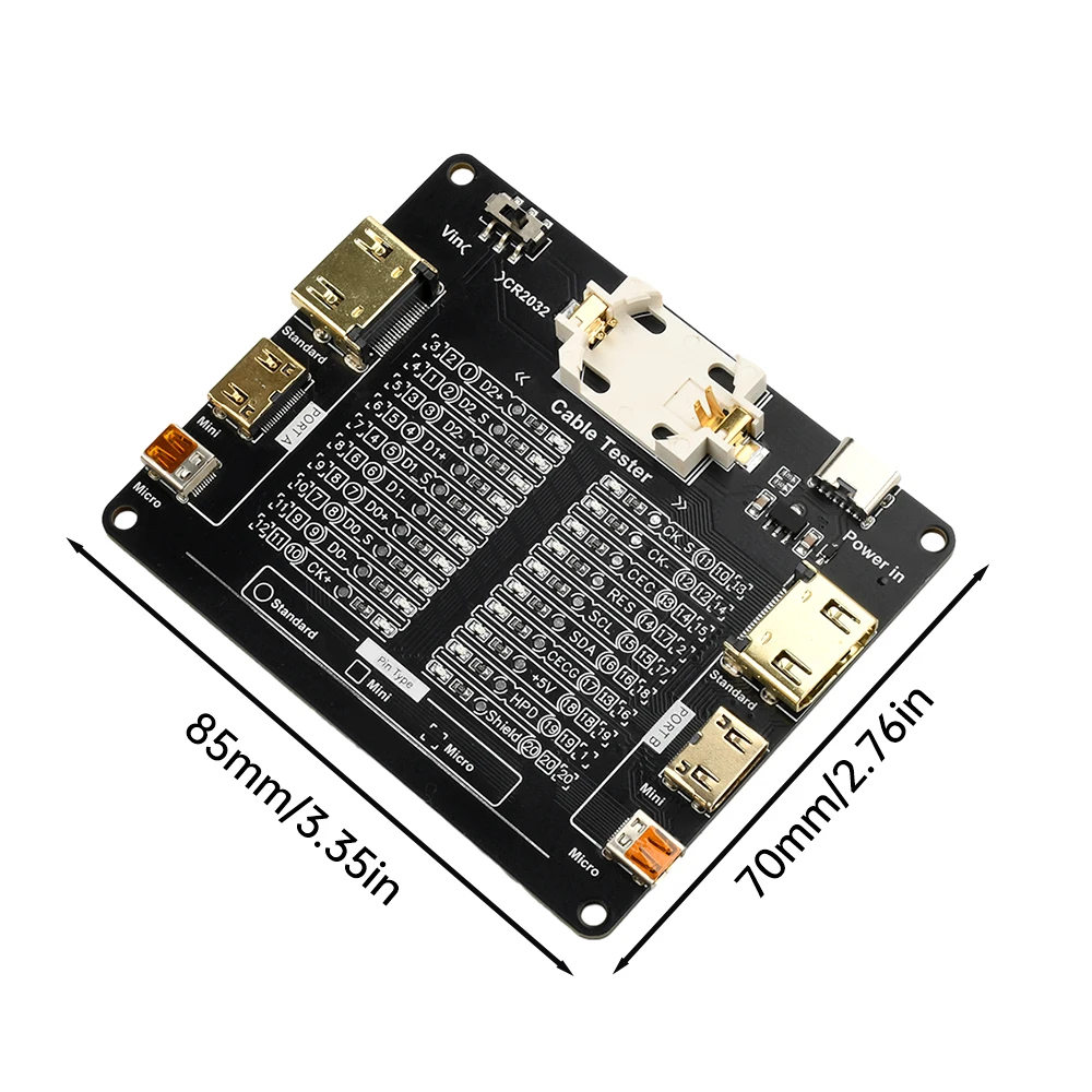 USB Cable Test Board with LED indicator for standard  Mini Micro A-type B-type detection of Short Circuit On-Off Switching