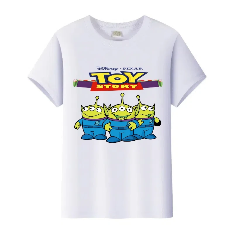 

Casual Children t-shirt Disney Women Tshirt Cartoon Toy Story Graphic Ladies Tees Gothic Man White Tops Loose Girl Family Blouse