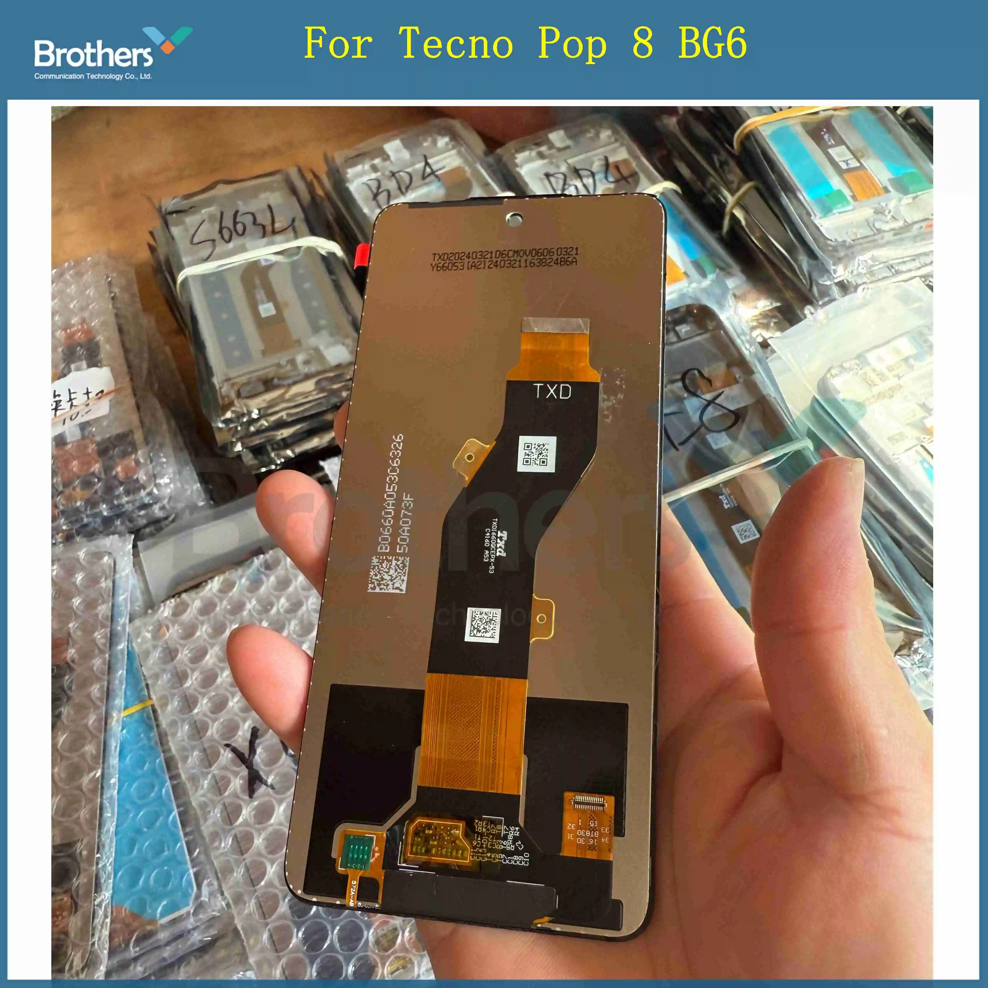 6.6" For Tecno Pop 8 LCD Display Front Glass Sensor Touch Screen Replacement For Tecno POP8 BG6 BG6h BG6i BG6m LCD With Frame