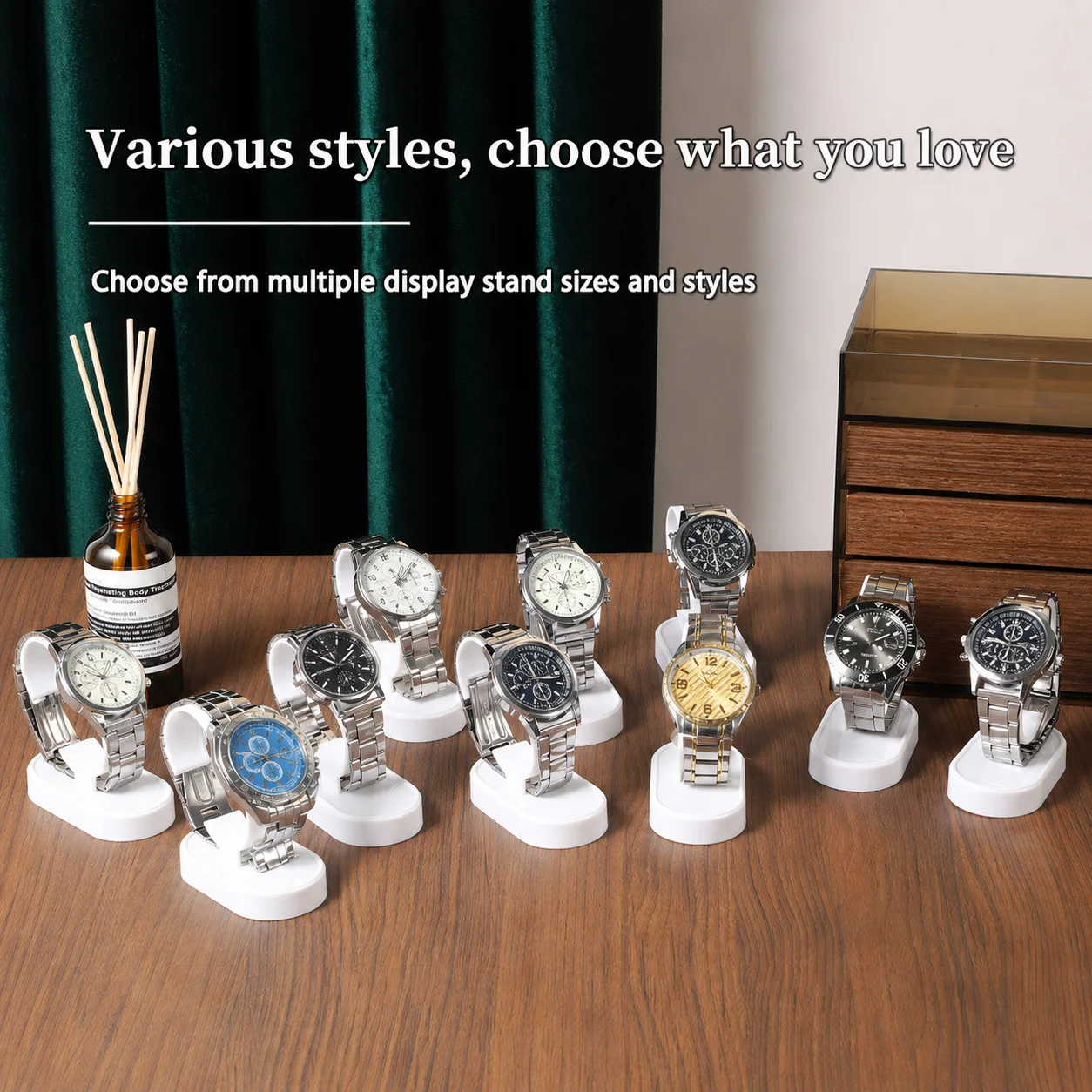 Plastic Watch Holder Stable Gold Trim Watch Stand Counter Watch Showcase Minimalist For Home Dresser Booth