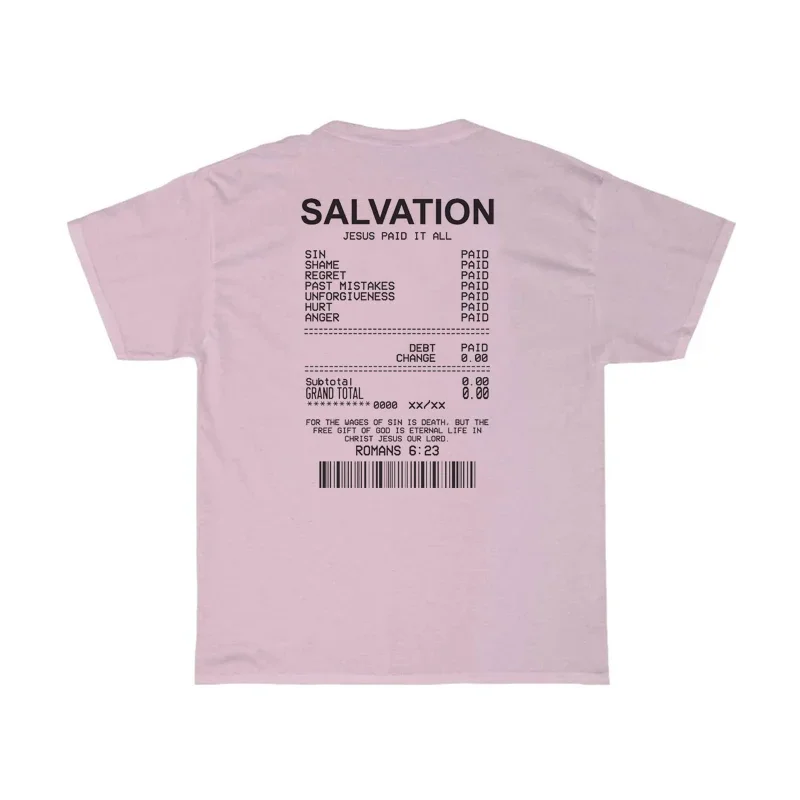 Donne Salvation Back Print bibbia Verse T-shirt oversize Funny Streetwear magliette cristiane Jesus Faith Tees regali Unisex top