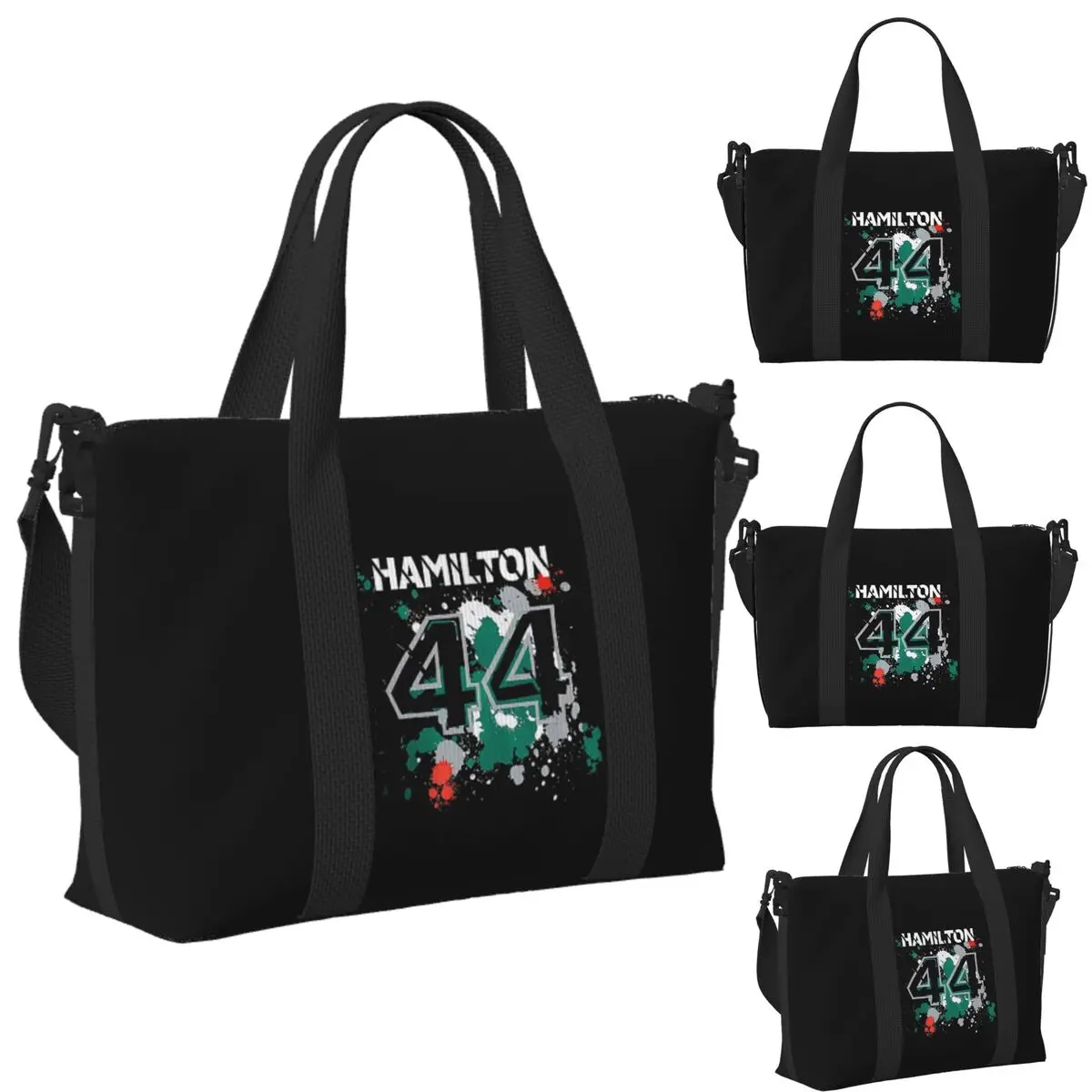 

Custom Lewis Hamilton 44 Beach Travel Bag Large Capacity Tote Bags for Gym Yoga Women Shopping Duffle Shoulder Bag