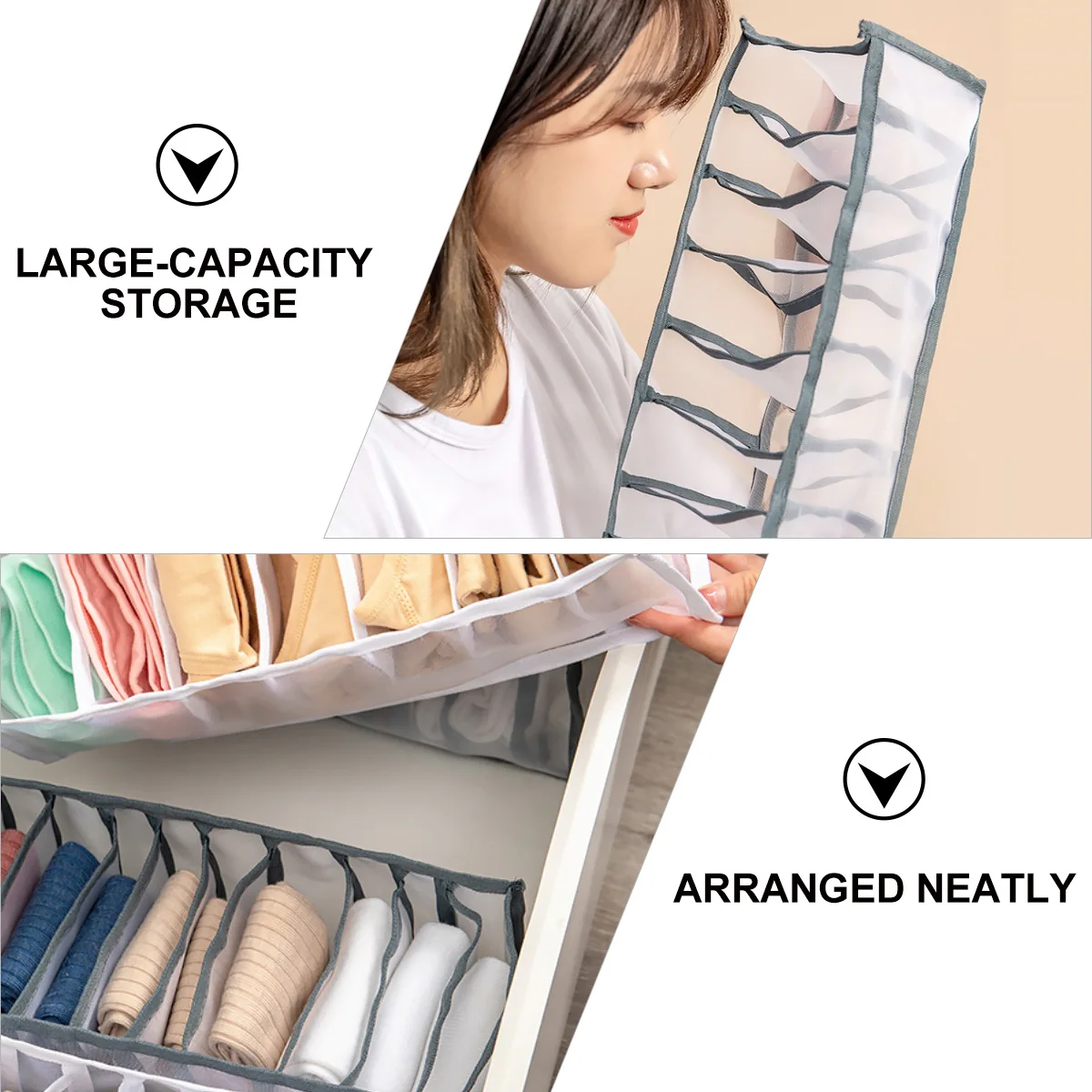 

Lingerie Storage Box Breathable Fabric Underwear ganizer Multi Compartments Socks Bra Scarf Hosiery Accessories