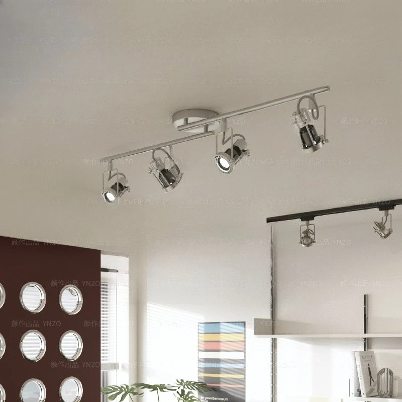 Spotlights living room TV background wall Anti-glare without main light Washing wall Decorative disc Three-head ceiling light