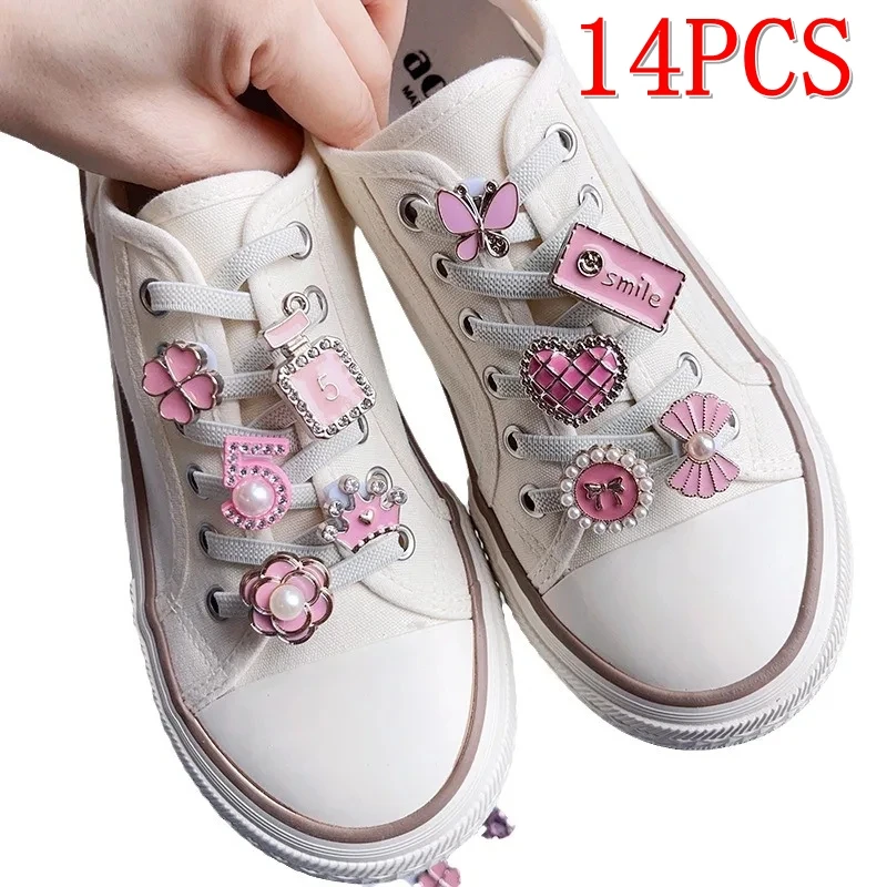 14 Stück rosa Schuhschnalle Schnürsenkel Charms für Sneaker Dekoration Charms Mode DIY Schuhzubehör