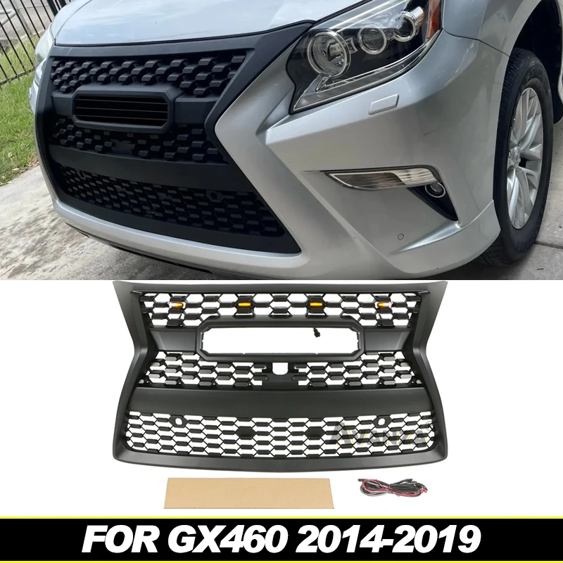 Front Grill With LED light Fits For LEXUS GX460 GX470 2014-2019 Modification Racing Grill