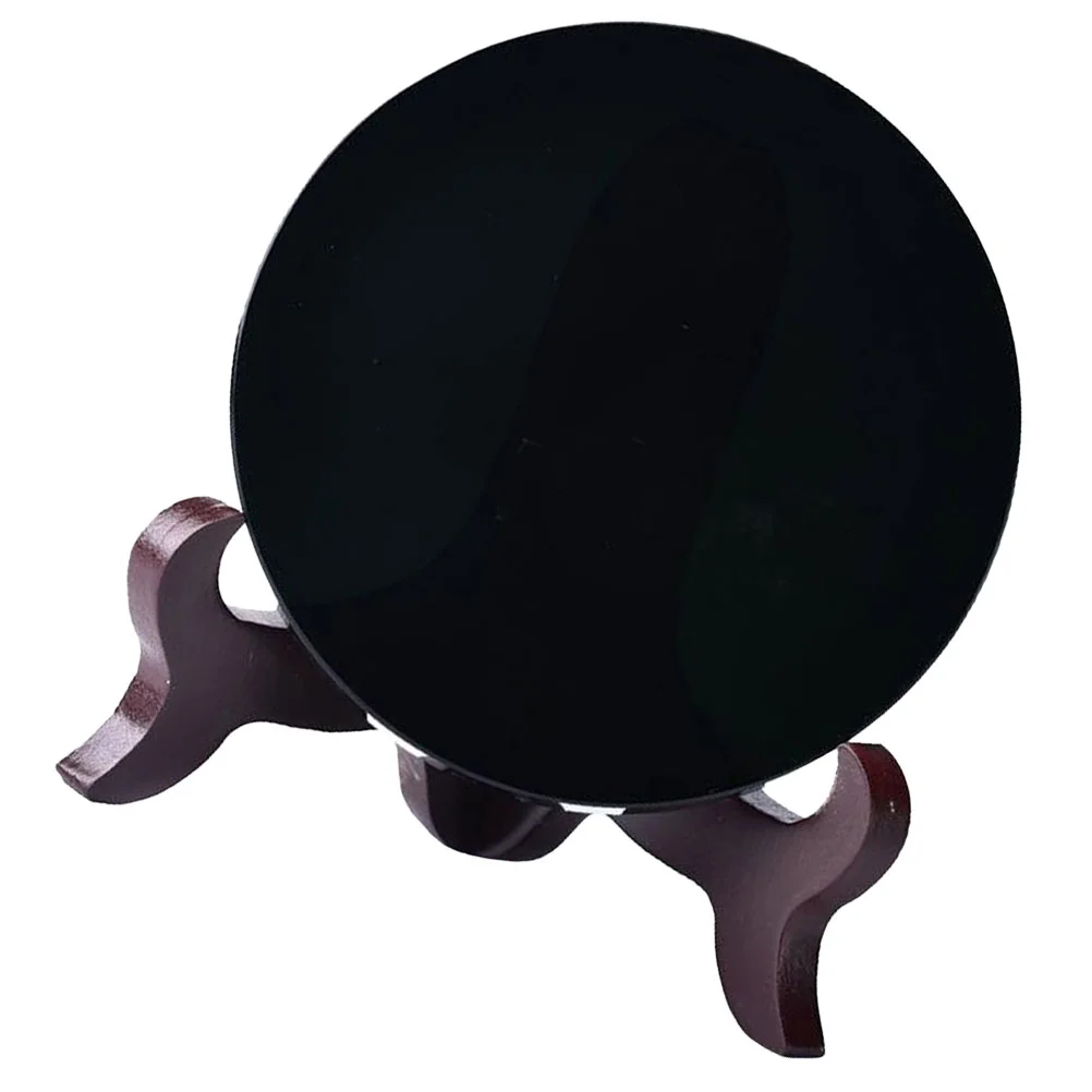 Mirror Obsidian Centerpiece Table Decorations Modern Home for Room Black Scrying Stone Plates