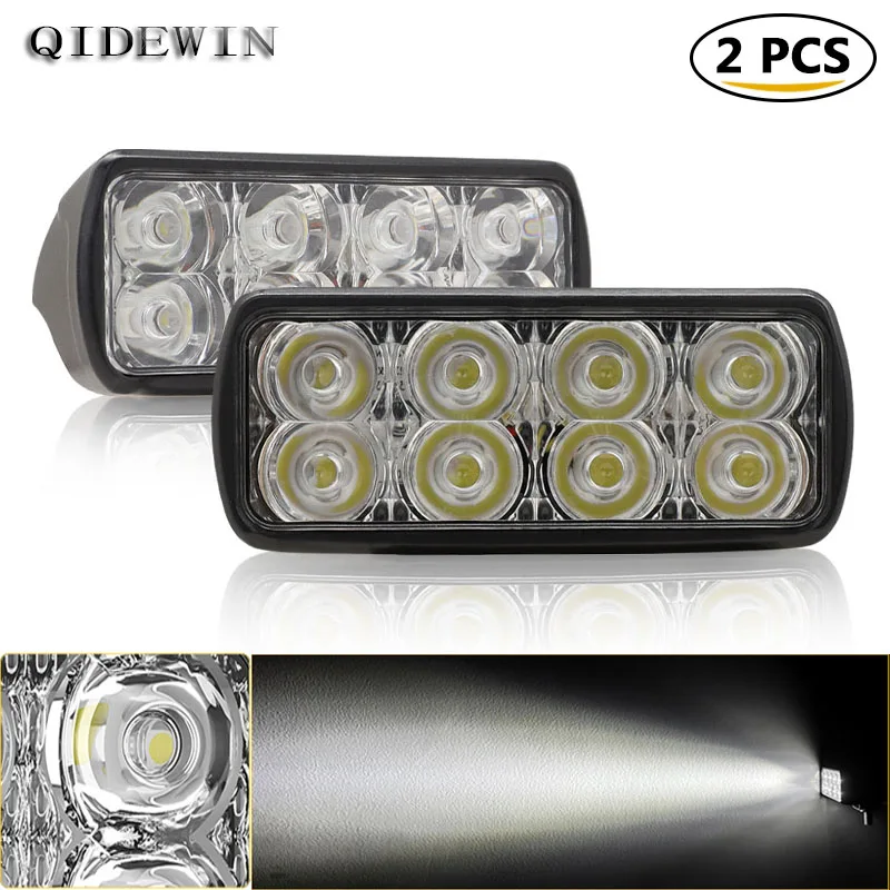 

24W 8 LED Spotlight Work Light Off Road Front Headlights Roof Lamp Auxiliary Lights Truck Modified Lighting Maintenance 2pcs