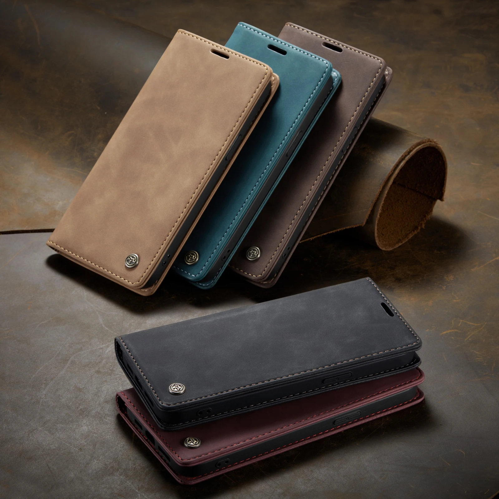 

CaseMe Leather Case For iPhone 5 6 7 8 X XR XS Max 11 12 13 14 15 16 17 Pro Max Magnetic Flip Wallet Case Card Stand Cover Shell