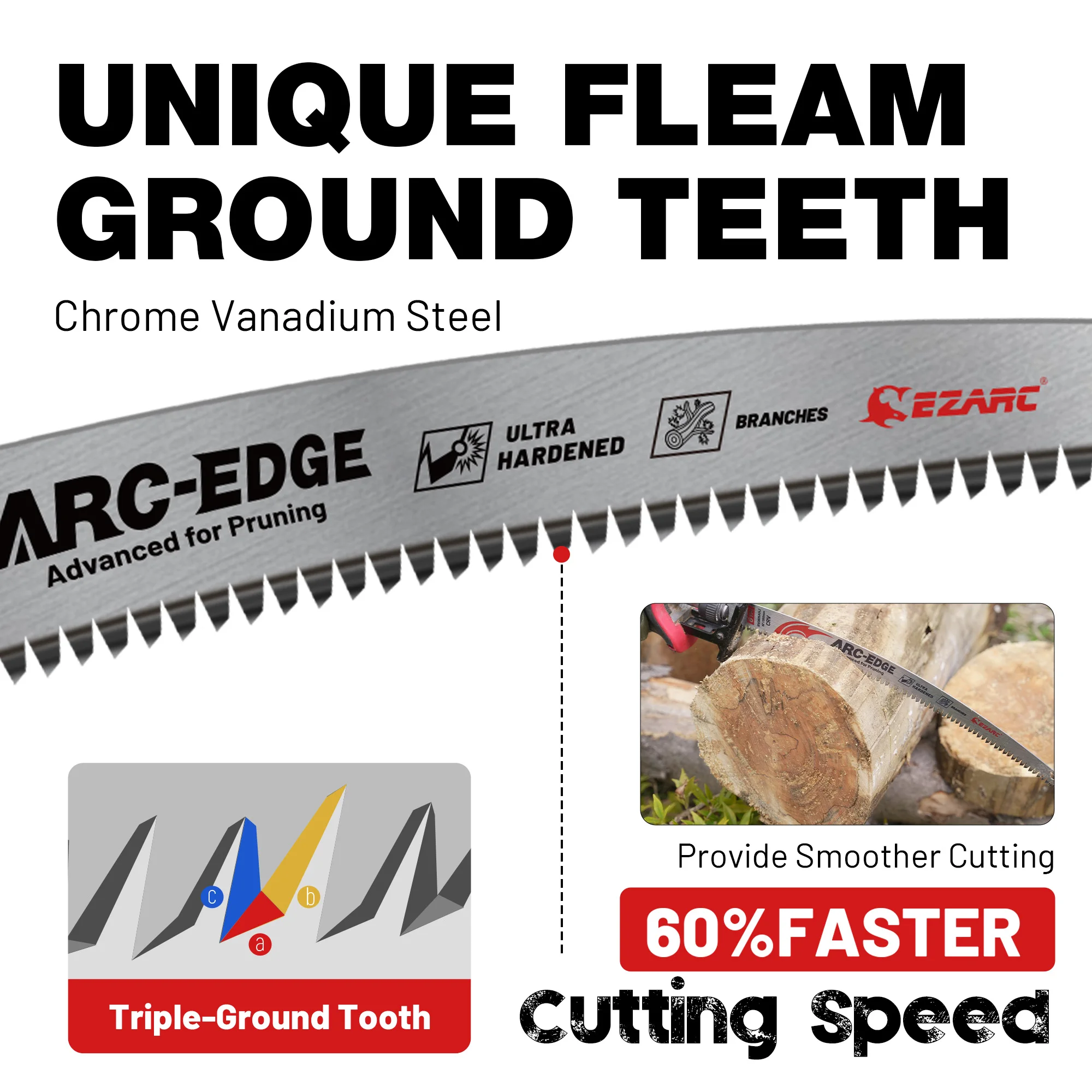EZARC Long Reciprocating Saw Blades 300mm 380mm for Tree Trimming,  5Pcs 6TPI Japanese Teeth Arc Edge Wood Pruning Blade 12\