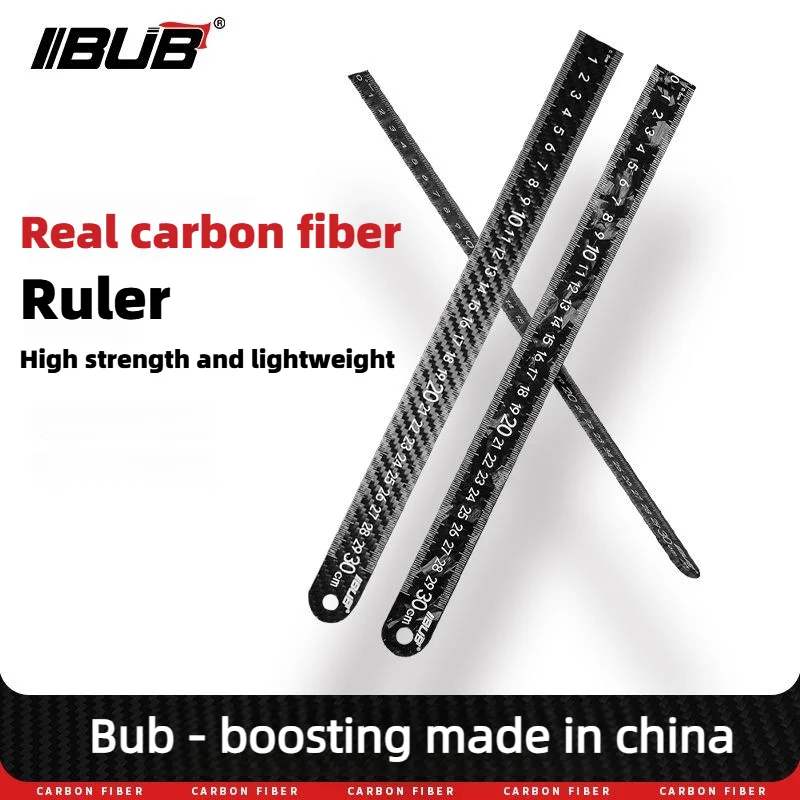 BUB Pure Carbon Fiber Ruler 15cm/20cm/30cm Dry Carbon Measuring Tool For Home School Precision Measuring Drawing Tools Supplies