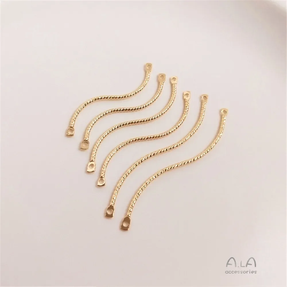14K Gold Plated Wavy Wire Twisted Bar Double Hole S Shape Link Rod DIY Earring Making Accessories