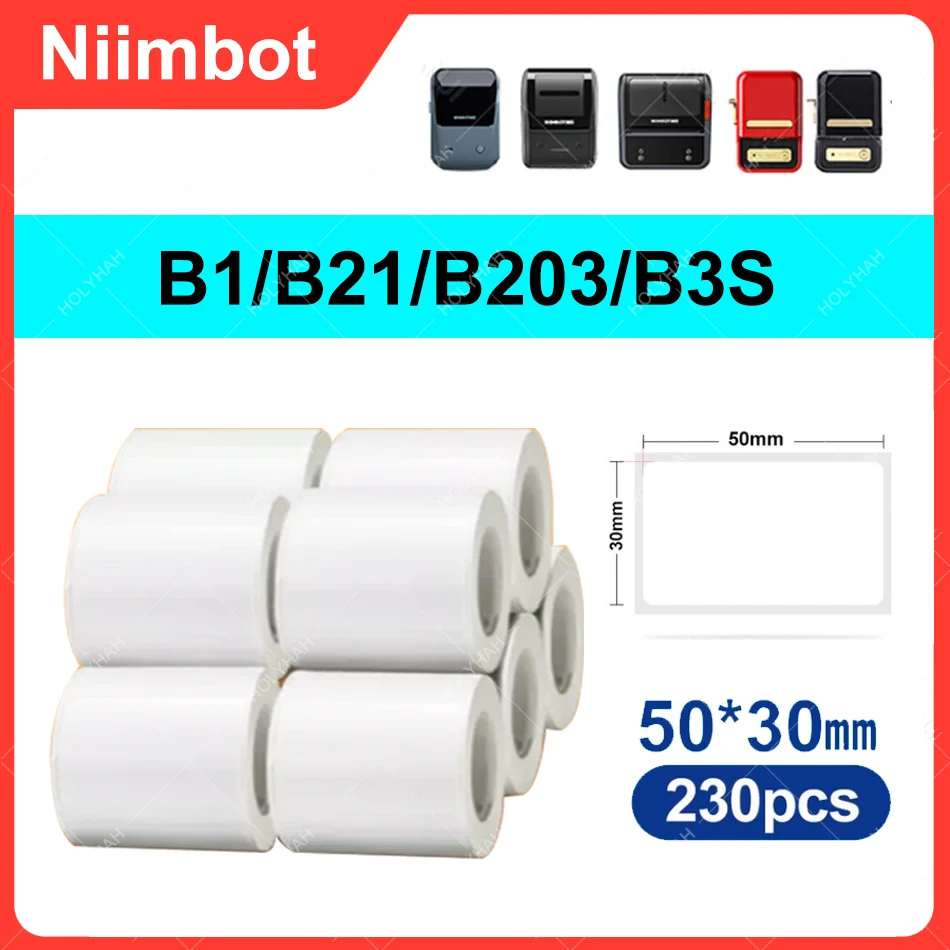 10 Rolls NiiMbot B1 B21 B203 B3S Label Paper Tape Supermarket Tear-Resistant Price Tag Pure Color Scratch-Resistant Label Paper