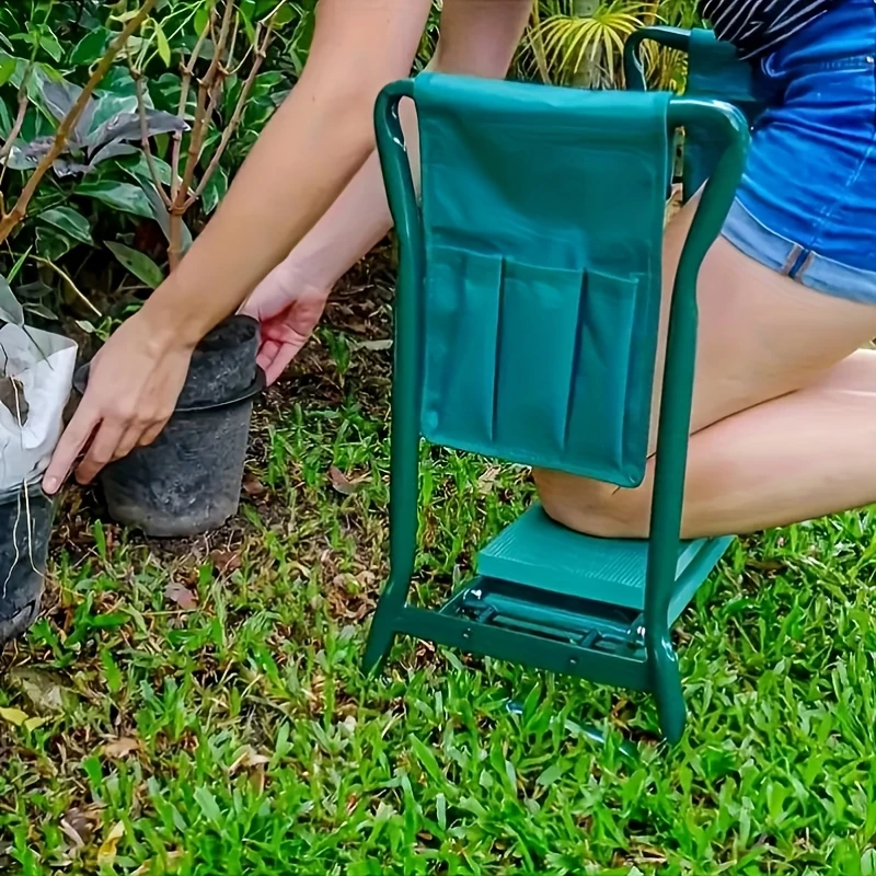 

Прочный садовый табурет на коленях из ткани Оксфорд с боковой сумкой для хранения, портативный универсальный органайзер для инструментов — подходит для двора,