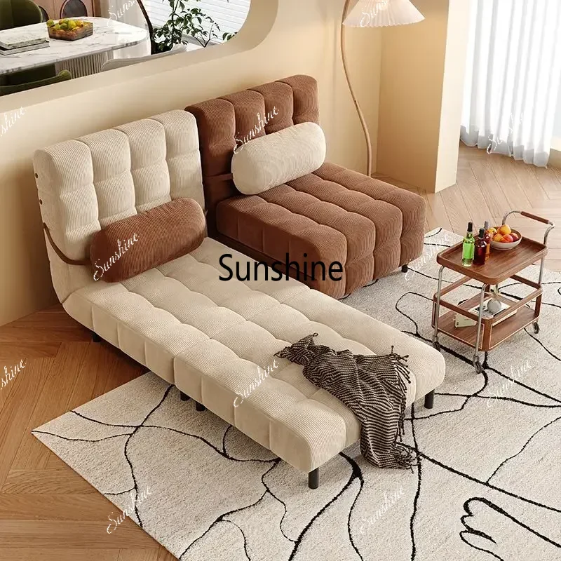 Folding Dual-purpose Small Apartment Living Room Retro Multi-functional Sofa Bed Single Sofas Furniture French Cream Sofa Bed