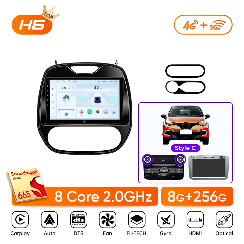Ainavi Autoradio Voor Renault Captur Kaptur Clio 2014 2015 2016 2017 2018 2019 Samsung QM3 Draadloze Carplay Android Auto 2 Din