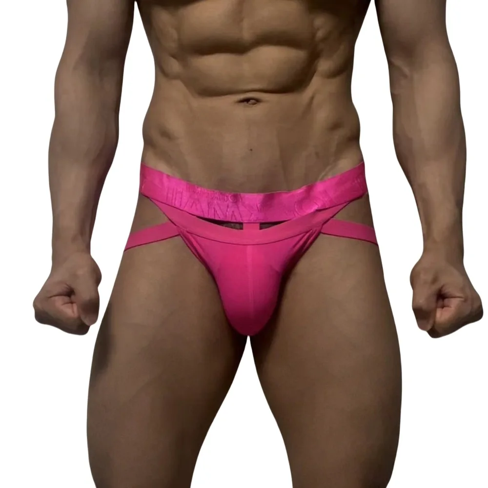 Jockmail 10 Color Sexy Lingerie Transparent Ice Silk Binding G-Strings Steel Ring Bandage Hollow Thongs High Quality JockStrap