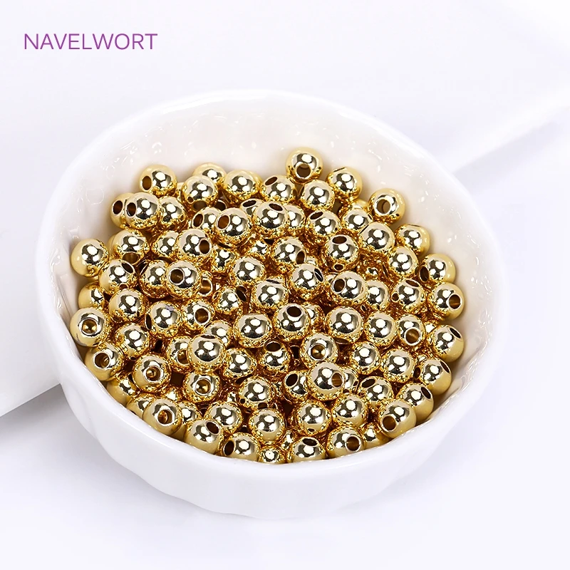 2/2.5/3/4/5/6mm 18K Gold Plated Loose Beads Brass Round Spacer Beads For Bracelet Making Findings,Accessories For Jewelry