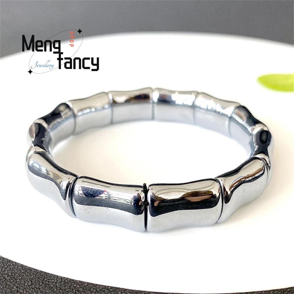 Terahertz Bamboo Sections Bracelet Tera Silica PolysiliconTitanium Hertz Energy Stone Exquisite Fashion Jewelry Holiday Gift