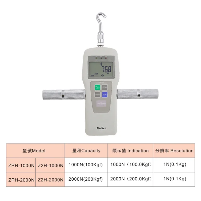 MOTIVE elektroniczny miernik siły push-pull ZPH-1000N ZPH-2000N ZPH-5000N miernik siły rozciągania