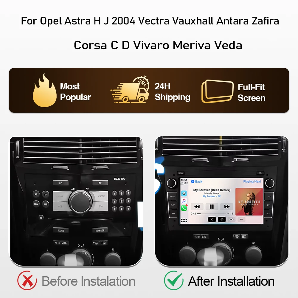 Car Radio For Opel Astra H J 2004 Vectra Vauxhall Antara Zafira Corsa C D Vivaro Meriva Veda Carplay GPS Navigation Auto Stereo