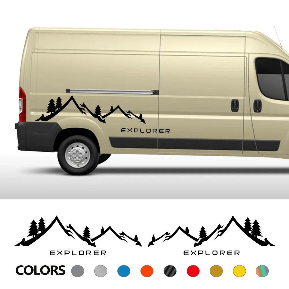 

2 шт. автомобильные наклейки для Peugeot Boxer Citroen Jumper Fiat Ducato горная графика кемпер фургон наклейки автоаксессуары