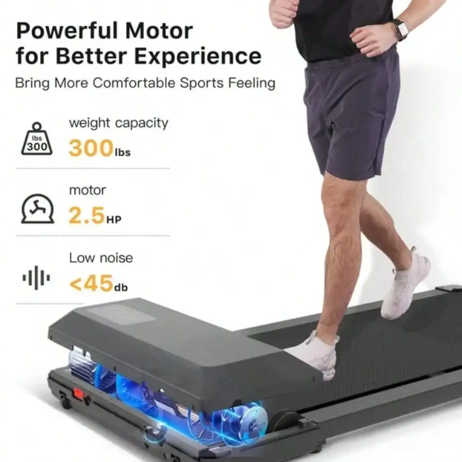 300lbs Treadmill For Home/Office 2.5HP Treadmills Walking Pad LCD Screen Display Remote Control 2in1 Walking Running Fitness Exercise Machine