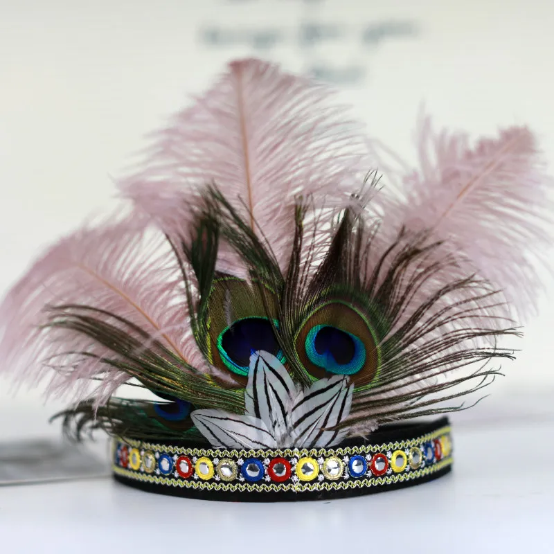 羽根ヘッドウェア男性女性ユニバーサル弾性バンドワイルドマンフェザーヘアアクセサリーヘアタイ