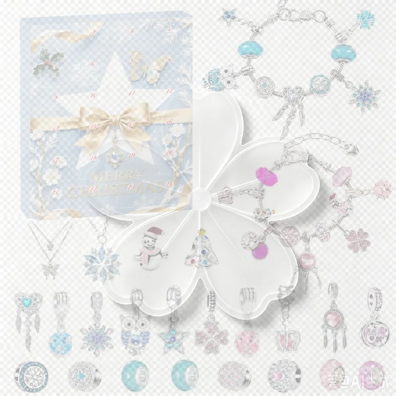 1 Set Holiday Calendar For Women Christmas Jewelry Calendar Advent 24-Day Christmas Advent Girls Earring Bracelet Kit