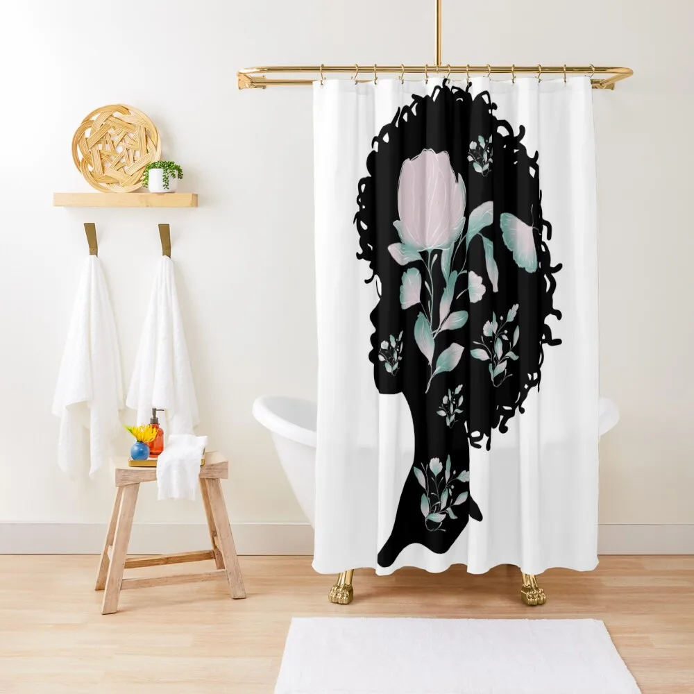 

Afro Silhouette With Butterflies & Flowers Shower Curtain Bathroom And Shower Shower Bathroom Luxury Bathroom Curtain