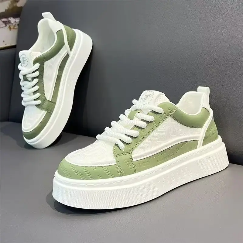 Men's shoes summer breathable trend versatile casual white board shoes youth anti slip sports thick soled white shoes