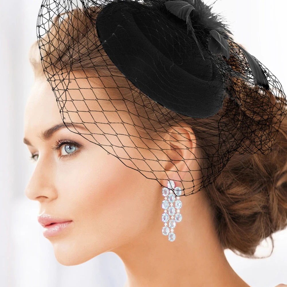 

2Pcs Mini Top Hat Mesh Headband Fashion Bridal Hair Accessories Party Wedding Banquet Bride Headband Veil Vintage Tea Party Hats