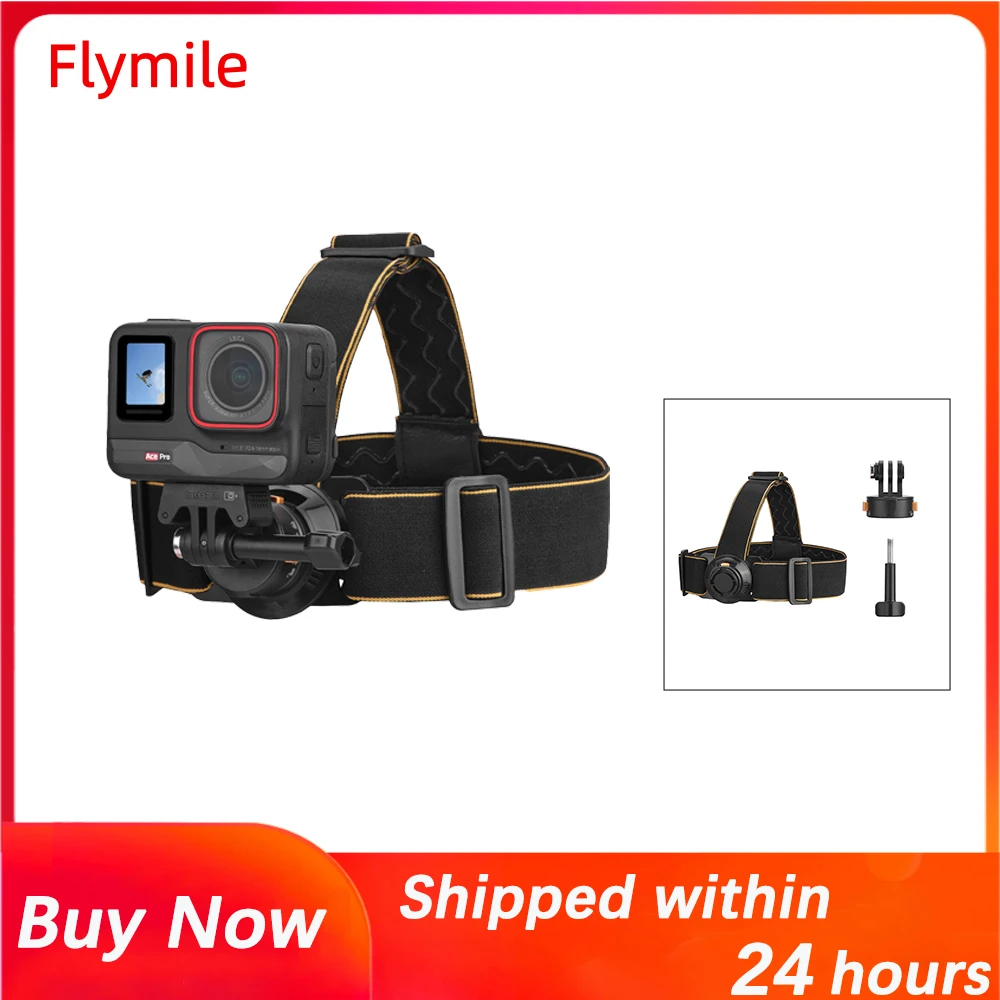 

Flymile Head Strap Mount for GoPro 13 12 11 10 9/DJI Action 3 4 /Pocket 3 Headband Belt Sports Camera Vlog Photography Accessory