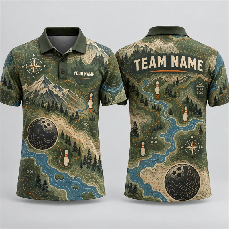 Short Sleeve Bowling Shirt Retro - Custom Bowling Polo Shirt Personalized Name