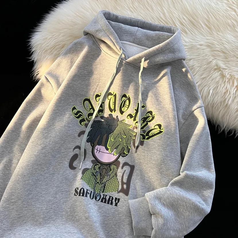 

Couples Hoodie American Retro High Street Loose Fit Printed Sweatirt Spring Autumn Casual Youth Faion Hooded Jaet