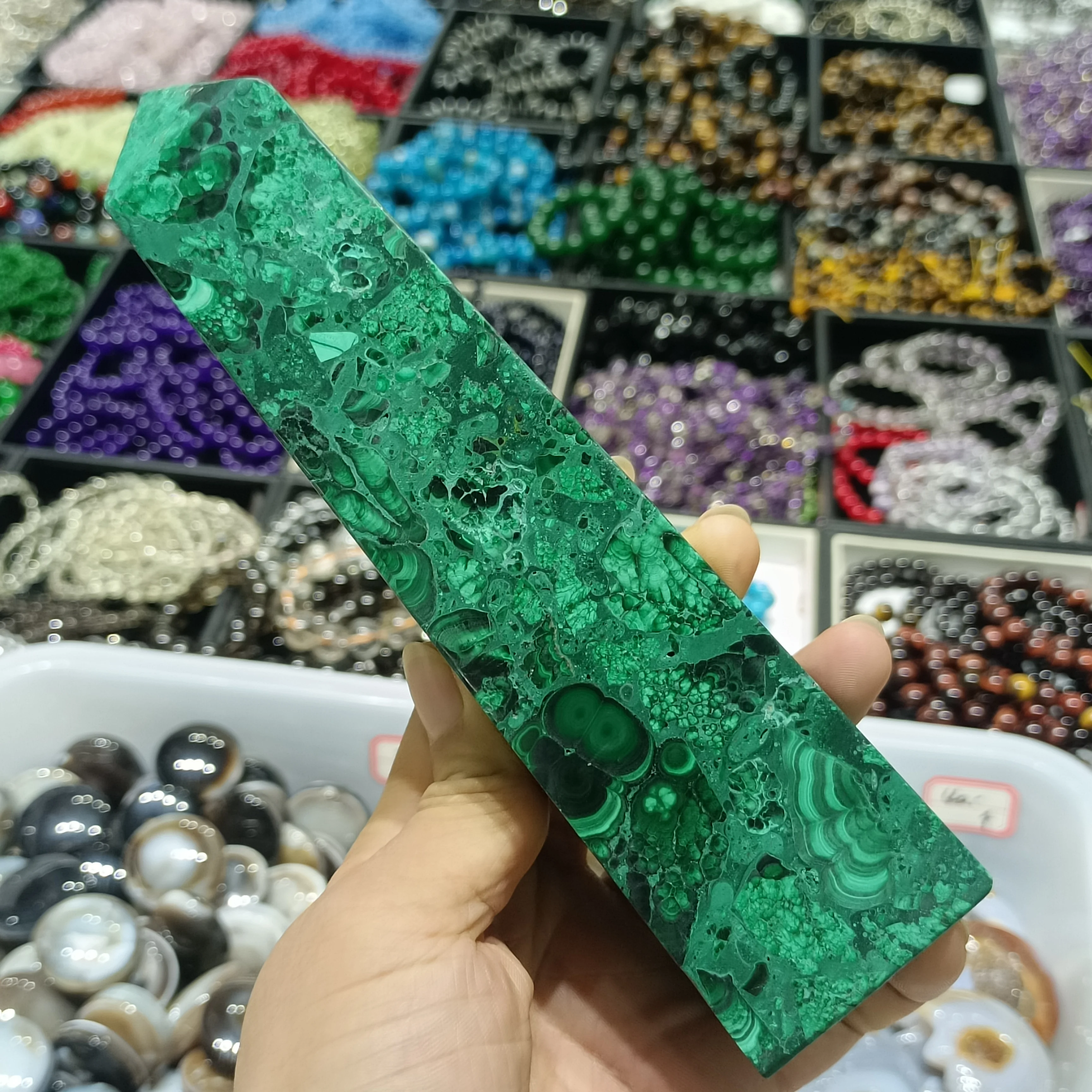 Natural Peacock Stone Column Crystal Energy Healing Home Office Decoration Craft Gifts Mineral Furnishing Articles