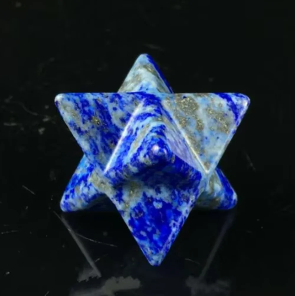 Natural Tiger's Eye Merkaba Star Quartz Crystal Point, Chakra Skull Reiki, 1.5