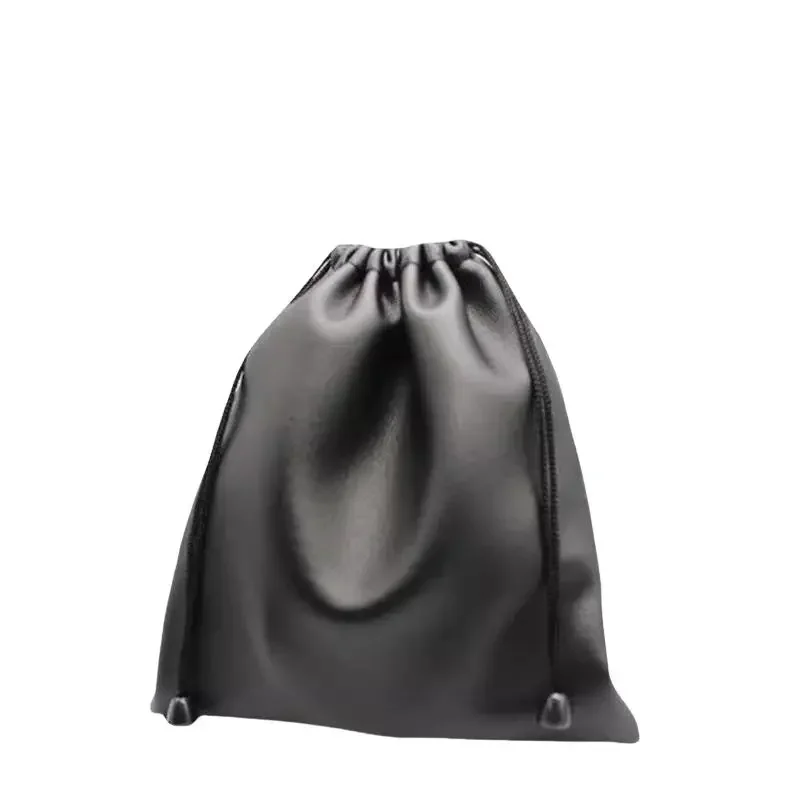 1Pcs Durable Black Dust-proof Drawstring Bag Draw String Bag Headphone Bags PU Leather Headset Bag Durable Multi Purpose Storage