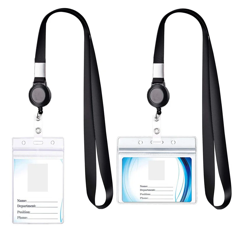 

1PC Name Badge Credit Card Holder Transparent Exhibition ID Business Card with Lanyard Neck Strap for Student Staff Nurse School