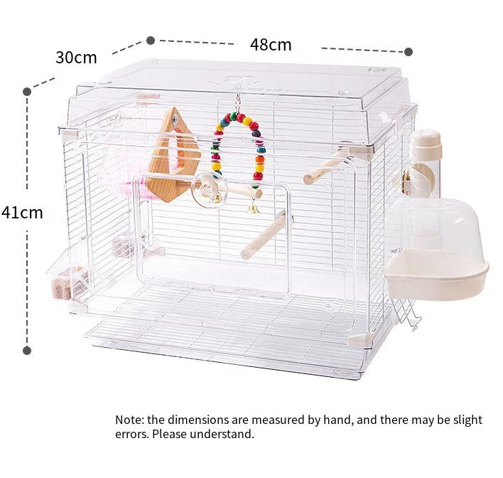 Fully transparent bird cage, parrot cage, tiger skin, peony, Xuanfeng king size family villa, large space ornamental cage
