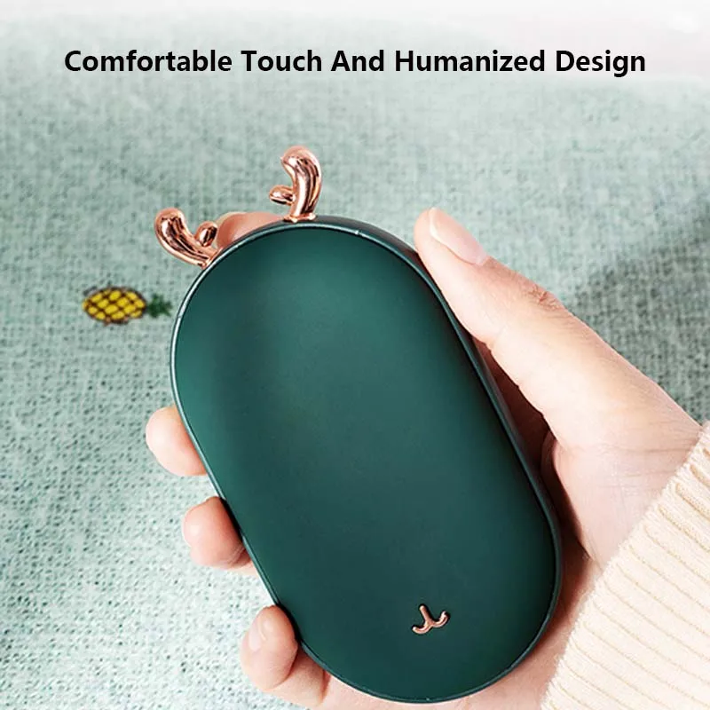 2 in 1 Antler Digital Display Hand Warmer USB Rechargeable Portable Three Gear Adjustable Hand Warmer For Home Office Outdoor