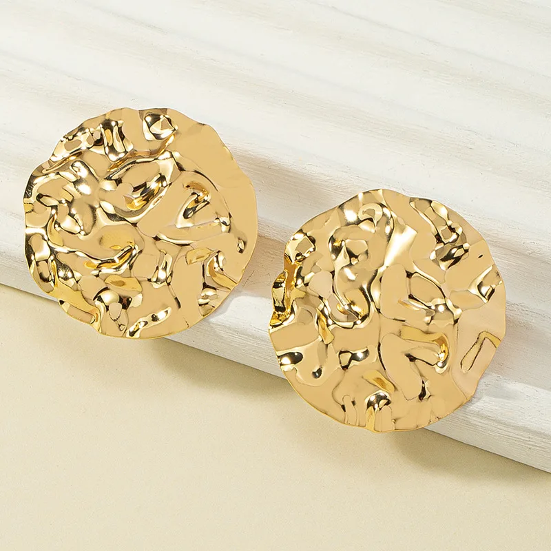 Simple Smooth Pleated Irregular Metal Earrings For Women OL Sporty Holiday Fashion Jewelry Ear Accessories E345