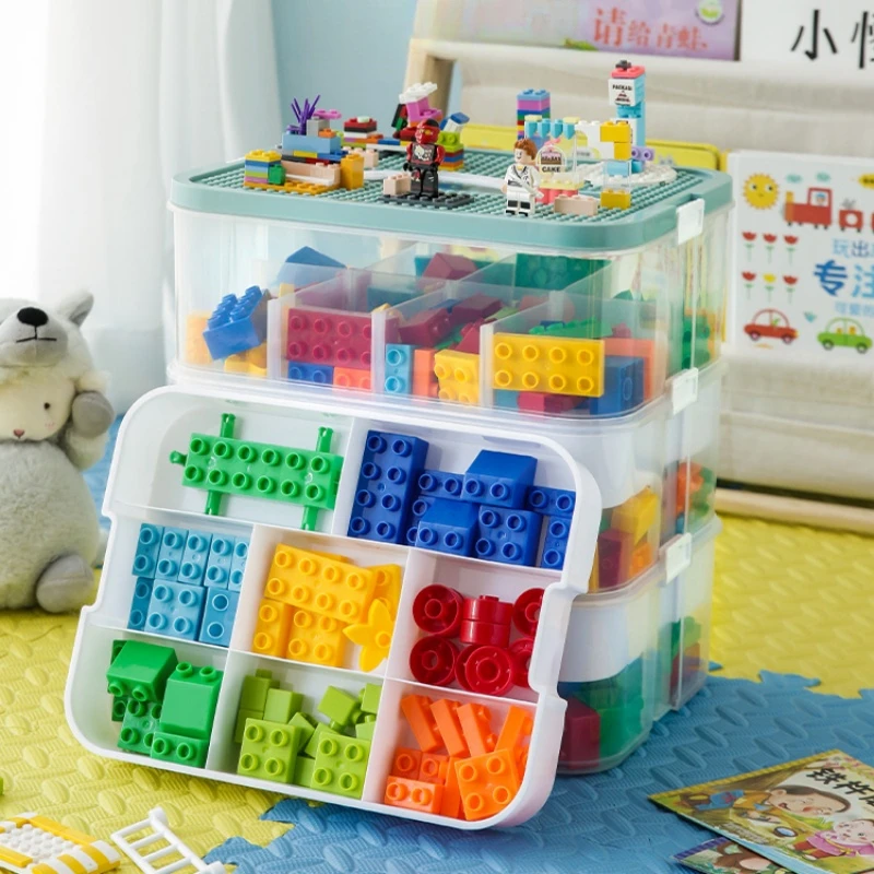 Stackable Lego Storage Box Building Block Plastic Storage Bin Lego Organizer Jigsaw Puzzle Partition Container Kid Toy Organizer