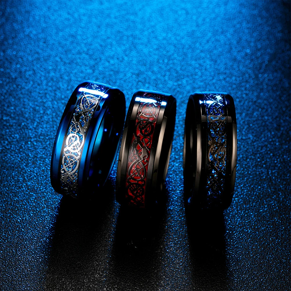 

Blue Ring Carbon Fiber Men Cool Mirror Polishing Jewelry Personality Finger Man